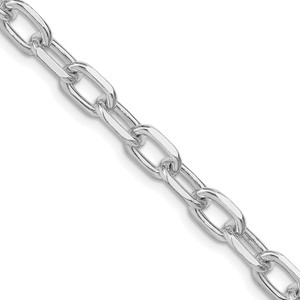 Sterling Silver Rhodium-plated 6.65mm Diamond-cut Long Link Cable Chain - QA-B5A631F3-1029