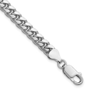 Sterling Silver Rhodium-plated 6mm Domed w/ Side D/C Curb Chain - QR-7119CA91-5436