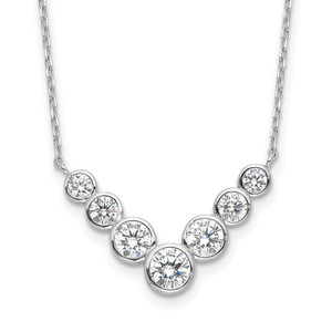 Sterling Silver Rhodium-plated 7 Bezel Set CZ 18in w/2in ext. Necklace