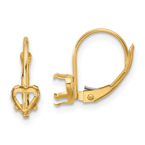 14k 5mm Heart Leverback Earring Mounting