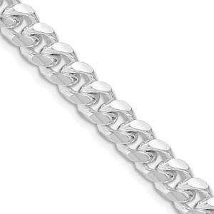 Sterling Silver Rhodium-plated 7.35mm Domed w/ Side D/C Curb Chain - QR-21504A38-4376