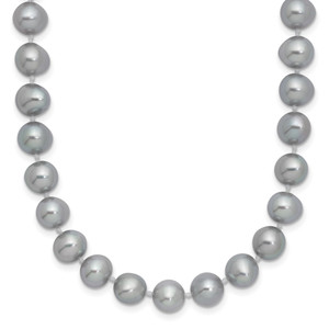 Sterling Silver Rhodium-plated 7-8mm Grey Near-Round Freshwater Cultured Pearl 24 inch Necklace