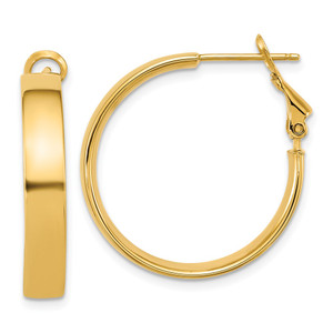 14k 5mm Polished Flat Tube Omega Back Hoop Earrings