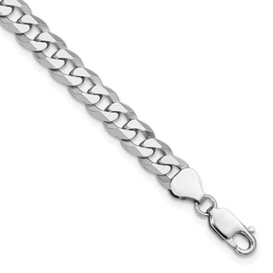 Sterling Silver Rhodium-plated 7mm Beveled Curb Chain - QF-57991099-4290