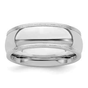 Sterling Silver Rhodium-plated 7mm Comfort Fit Milgrain Size 11 Band