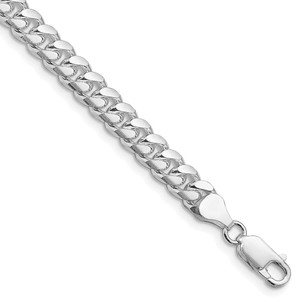 Sterling Silver Rhodium-plated 7mm Domed w/ Side D/C Curb Chain - QR-89E28FE3-8168