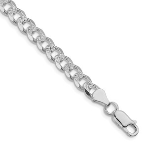 Sterling Silver Rhodium-plated 7mm Pav‚ Curb Chain - QC-70CC0D9B-4673