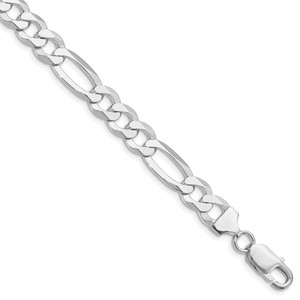 Sterling Silver Rhodium-plated 8.5mm Lightweight Flat Figaro Chain - QM-0EECF353-4119