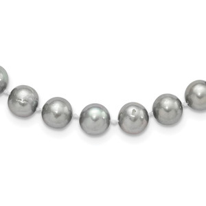 Sterling Silver Rhodium-plated 8-9mm Grey Near-Round Freshwater Cultured Pearl 16 inch Necklace