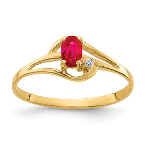 14k 5x3mm Oval Ruby AA Diamond ring