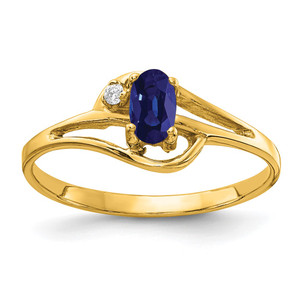 14k 5x3mm Oval Sapphire AA Diamond ring