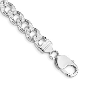 Sterling Silver Rhodium-plated 9.3mm Pav‚ Curb Chain - QC-5BD4D911-8512