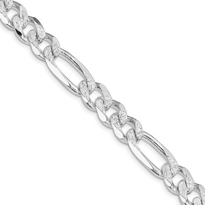 Sterling Silver Rhodium-plated 9.5mm Pav‚ Flat Figaro Chain - QF-4B055F30-8771