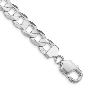 Sterling Silver Rhodium-plated 9.75mm Concave Beveled Curb Chain - QC-CD66FED2-7002