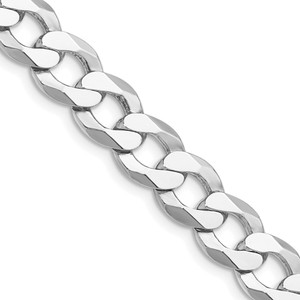 Sterling Silver Rhodium-plated 9.75mm Flat Curb Chain - QL-E6F9BE13-9113