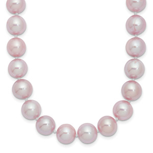 Sterling Silver Rhodium-plated 9-10mm Purple Near-Round Freshwater Cultured Pearl 18 inch Necklace