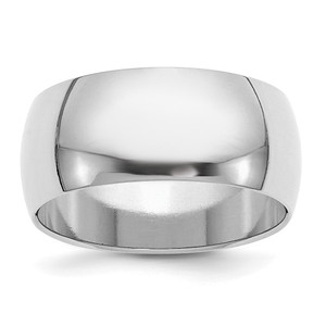 Sterling Silver Rhodium-plated 9mm Half-Round Size 13 Band