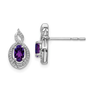 Sterling Silver Rhodium-plated Amethyst & Diam. Earrings - QB-5C16B97A-4143