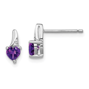 Sterling Silver Rhodium-plated Amethyst and Diamond Earrings - QE-82E5B36B-8446