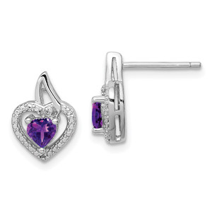 Sterling Silver Rhodium-plated Amethyst and Diamond Earrings - QE-FC954C20-7439