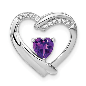 Sterling Silver Rhodium-plated Amethyst and Diamond Pendant - PM-75C41D8D-6304