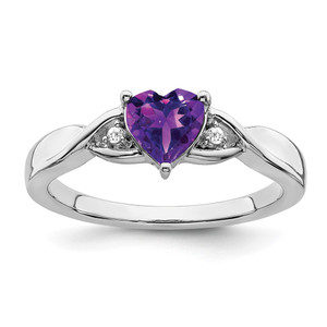 Sterling Silver Rhodium-plated Amethyst and Diamond Ring - RM-44AD5BE7-9730