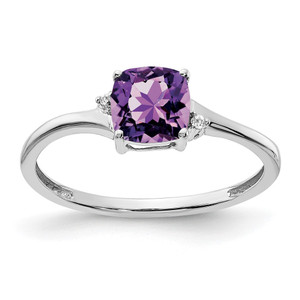 Sterling Silver Rhodium-plated Amethyst and Diamond Ring - RM-E1D463EC-5095