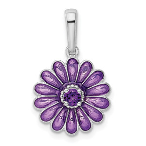 Sterling Silver Rhodium-plated Amethyst and Enamel Pendant - QC-B06181EC-1987