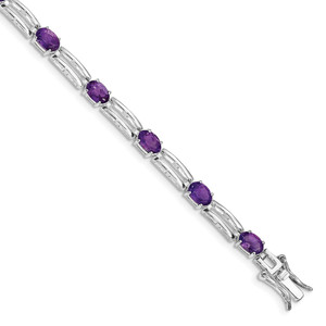 Sterling Silver Rhodium-plated Amethyst Bracelet - QX-31FCD08E-1225