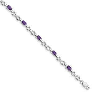 Sterling Silver Rhodium-plated Amethyst Bracelet - QX-4BFA0551-2562