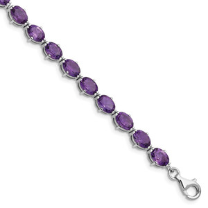 Sterling Silver Rhodium-plated Amethyst Bracelet - QX-54259714-5559