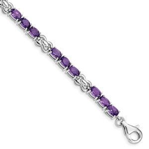 Sterling Silver Rhodium-plated Amethyst Bracelet - QX-73F8B8C1-5532