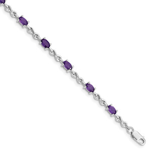 Sterling Silver Rhodium-plated Amethyst Bracelet - QX-E69857A0-5051