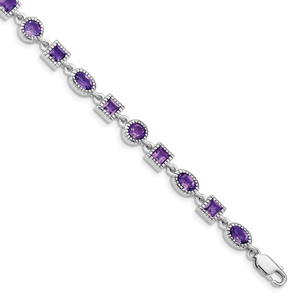 Sterling Silver Rhodium-plated Amethyst Bracelet - QX-F007D864-3420