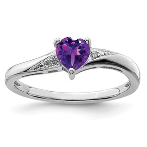 Sterling Silver Rhodium-plated Amethyst Diamond Ring - QR-6F19424A-7615