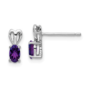 Sterling Silver Rhodium-plated Amethyst Earrings - QB-27BB4054-1947