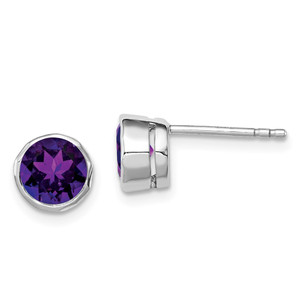 Sterling Silver Rhodium-plated Amethyst Post Earrings - QE-B672B252-2391