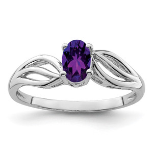Sterling Silver Rhodium-plated Amethyst Ring - QB-EF99B785-2128