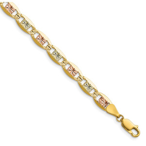 14k 6.1mm Tri-color Gold Pav‚ Valentino Chain - PV-C19A3340-9333