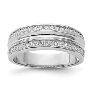 Sterling Silver Rhodium-plated and CZ Ring - QR-C0602DC1-4861