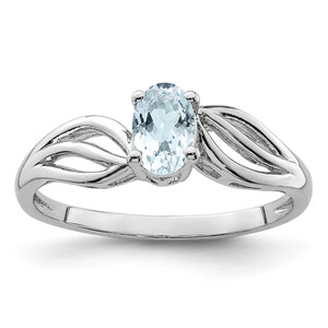 Sterling Silver Rhodium-plated Aquamarine Ring - QB-FD7D0235-3568