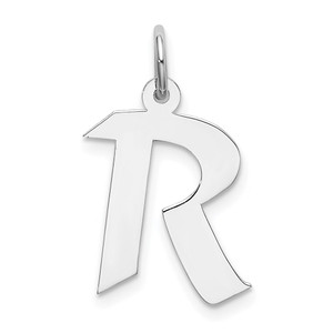 Sterling Silver Rhodium-plated Artisan Block Letter R Initial Charm - QC-B1334913-6990