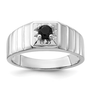 Sterling Silver Rhodium-plated Black Onyx Men's Ring - QR-1B789E73-9767