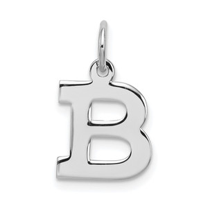 Sterling Silver Rhodium-plated Block Letter B Initial Charm - QC-01F60B00-3780