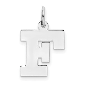 Sterling Silver Rhodium-plated Block Letter F Initial Charm - QC-73529B24-9678
