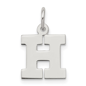 Sterling Silver Rhodium-plated Block Letter H Initial Charm - QC-2758903F-6093