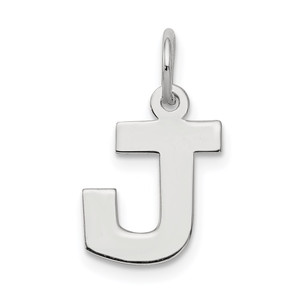 Sterling Silver Rhodium-plated Block Letter J Initial Charm - QC-26AA2A36-2769