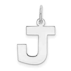 Sterling Silver Rhodium-plated Block Letter J Initial Charm - QC-7F955A5A-7584