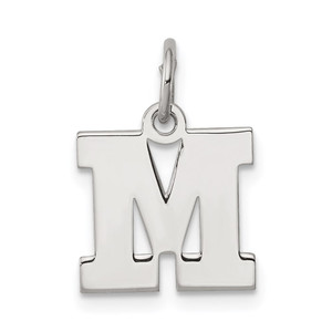 Sterling Silver Rhodium-plated Block Letter M Initial Charm - QC-25A2A0C3-4348
