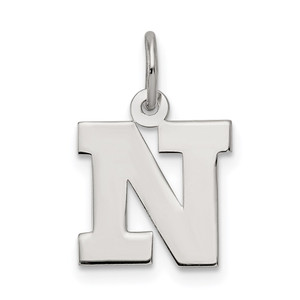 Sterling Silver Rhodium-plated Block Letter N Initial Charm - QC-FF3AFC9D-4783